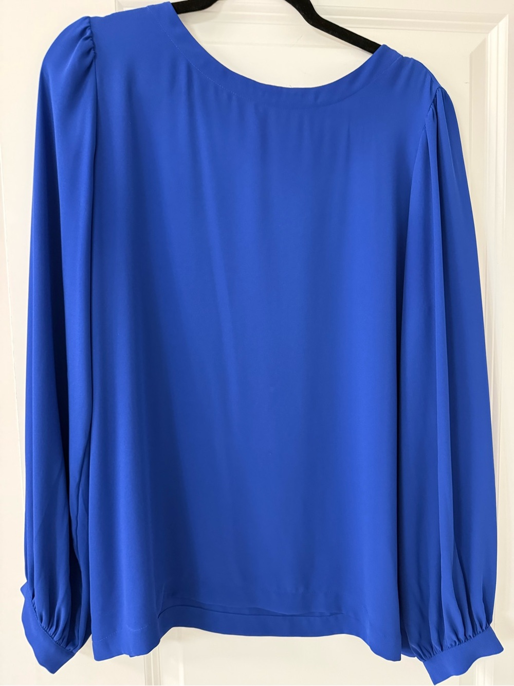 LOFT Royal Blue Long-Sleeve Blouse with Gathered Shoulders